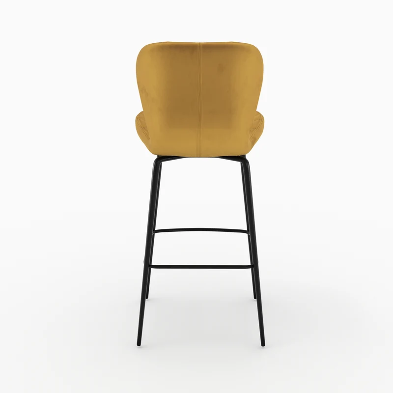 Chaise de bar Mazzia en velours jaune curry 75 cm (lot de 2)