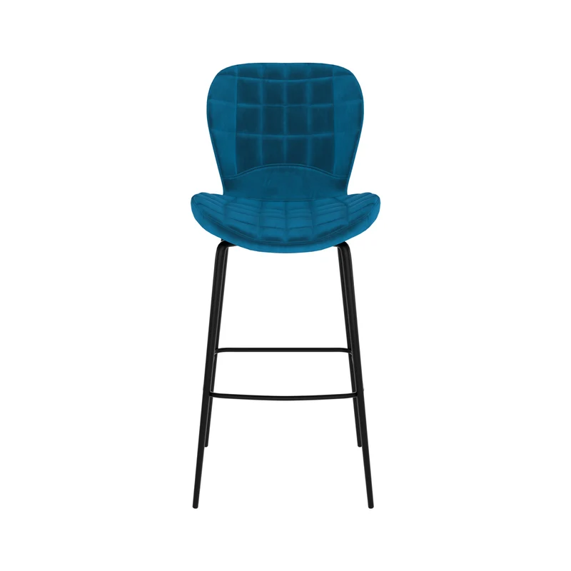 Chaise de bar Mazzia en velours bleu 75 cm (lot de 2)