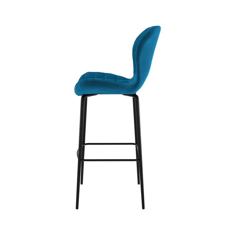 Chaise de bar Mazzia en velours bleu 75 cm (lot de 2)