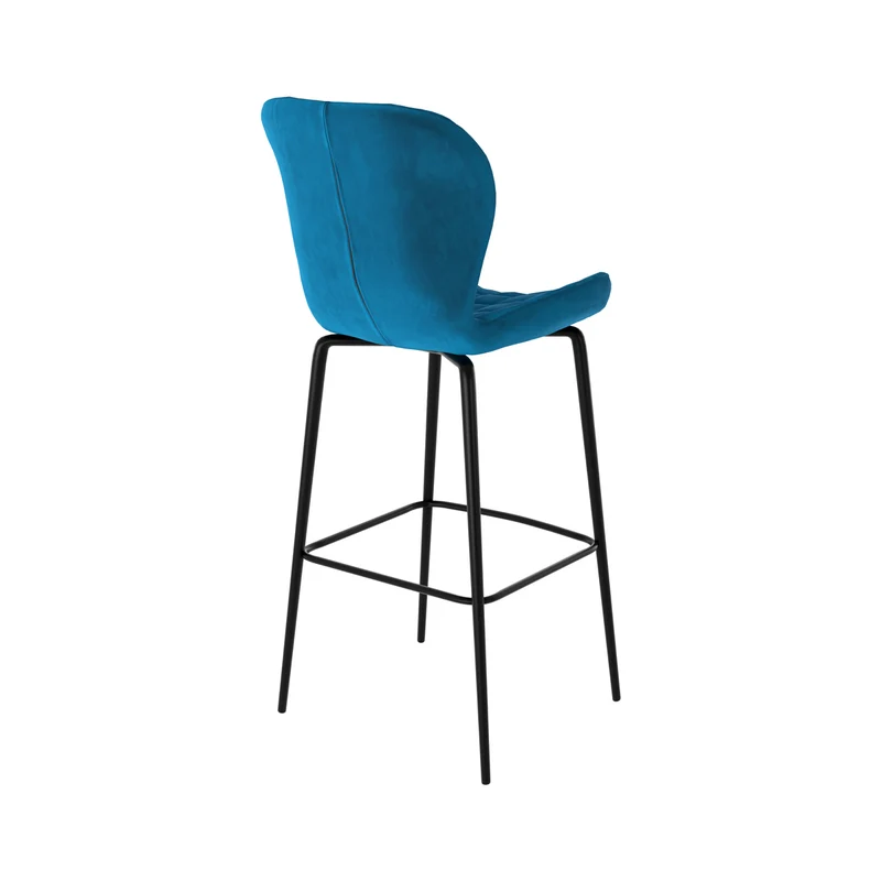 Chaise de bar Mazzia en velours bleu 75 cm (lot de 2)