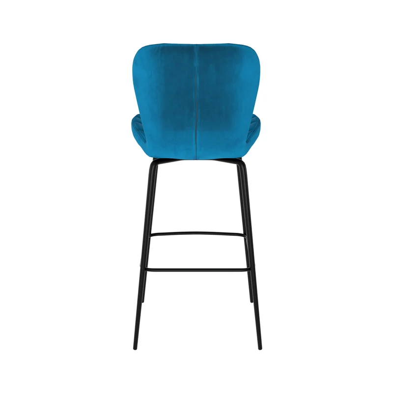 Chaise de bar Mazzia en velours bleu 75 cm (lot de 2)