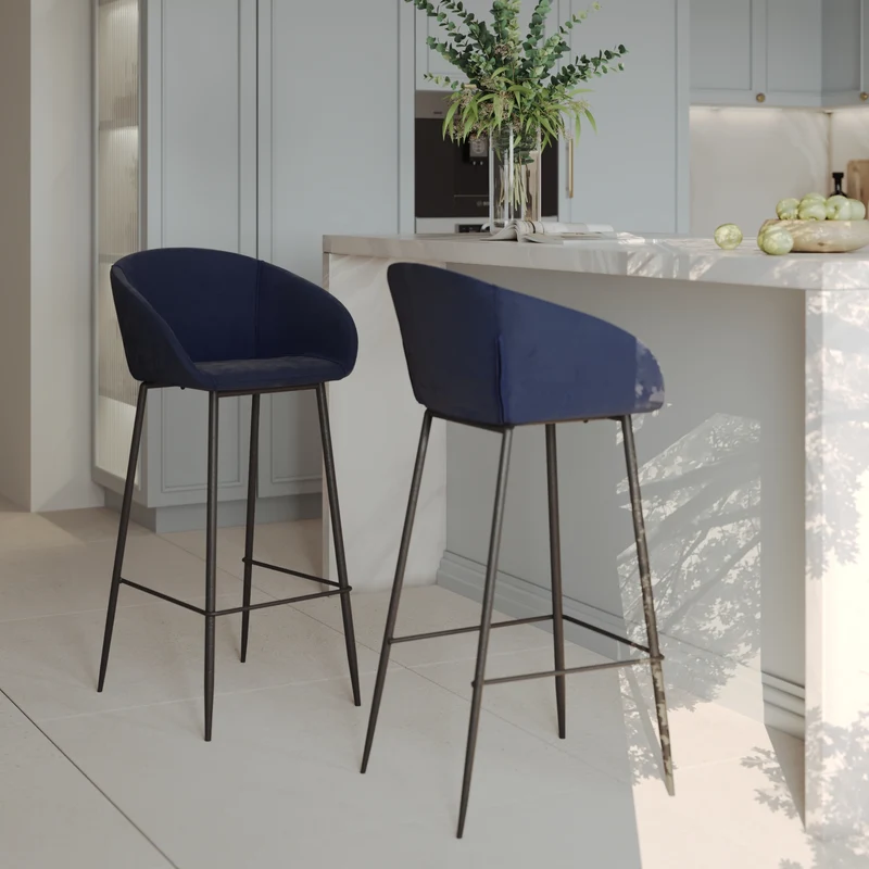 Chaise de bar Marquise bleue H75cm (lot de 2)