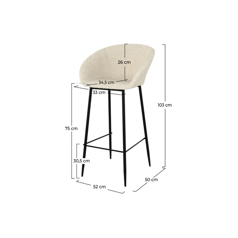 Chaise de bar Marquise blanche H75cm (lot de 2)