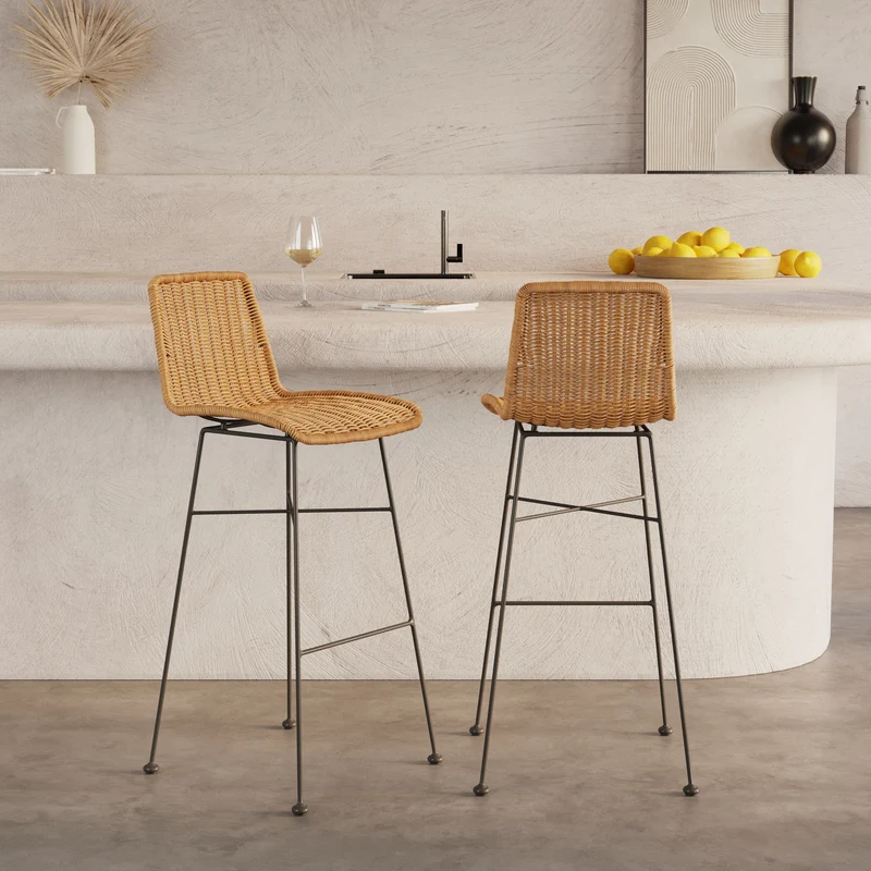 Chaise de bar mi-hauteur Mandya naturelle 63 cm (lot de 2)