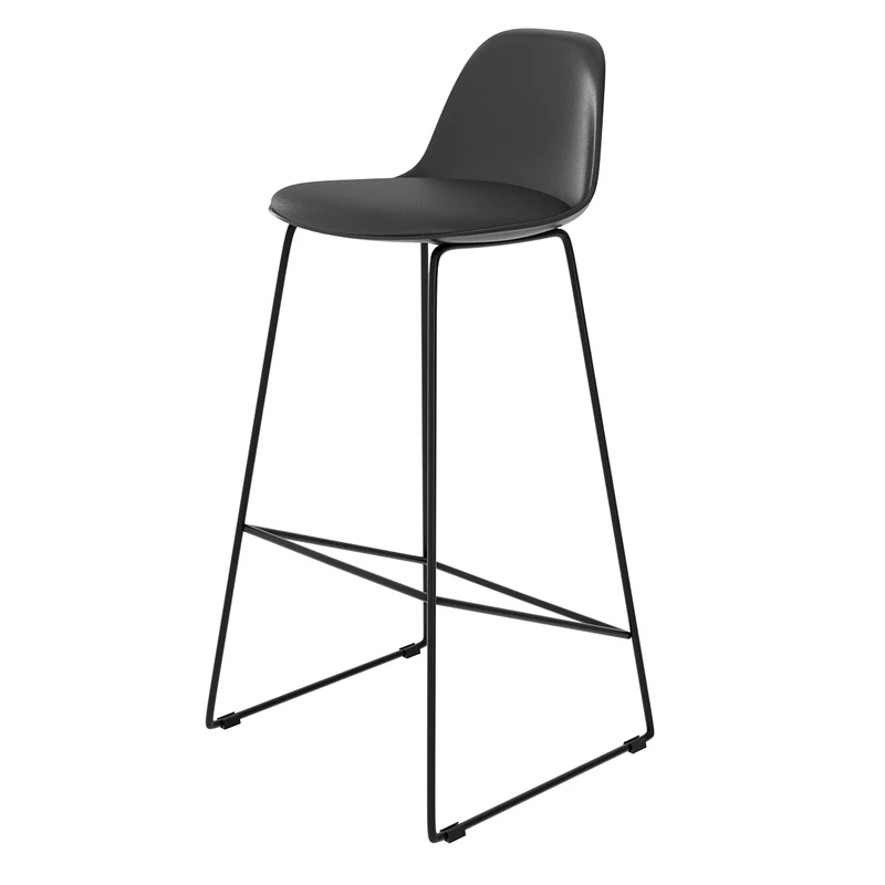 Chaise de bar Leni noire 75 cm (lot de 2)