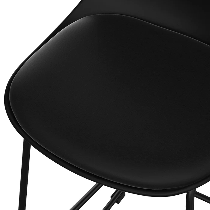 Chaise de bar mi-hauteur Leni noire 65 cm (lot de 2)