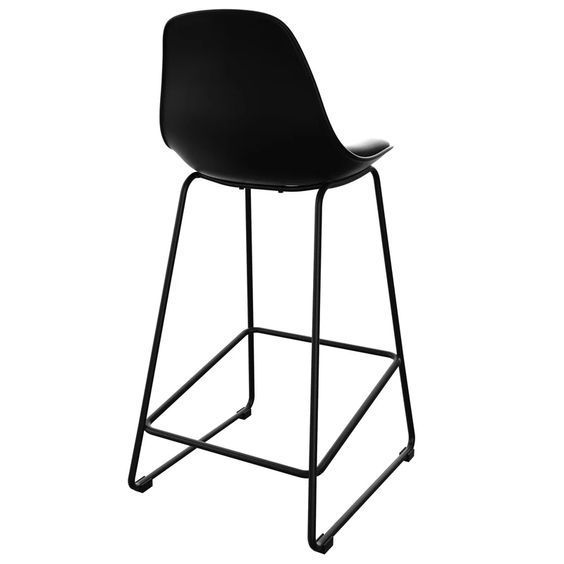 Chaise de bar mi-hauteur Leni noire 65 cm (lot de 2)