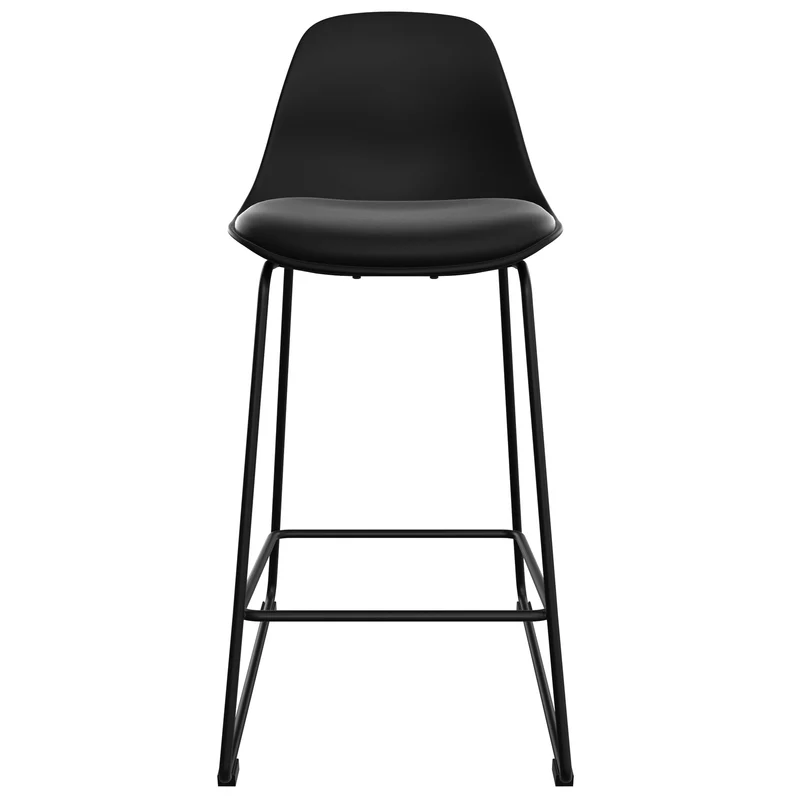 Chaise de bar mi-hauteur Leni noire 65 cm (lot de 2)