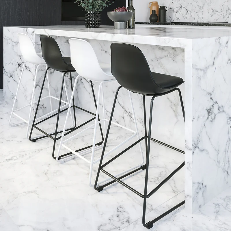 Chaise de bar mi-hauteur Leni noire 65 cm (lot de 2)