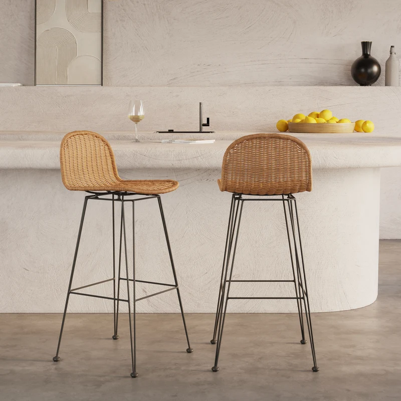 Chaise de bar mi-hauteur Jigani naturelle 63 cm (lot de 2)