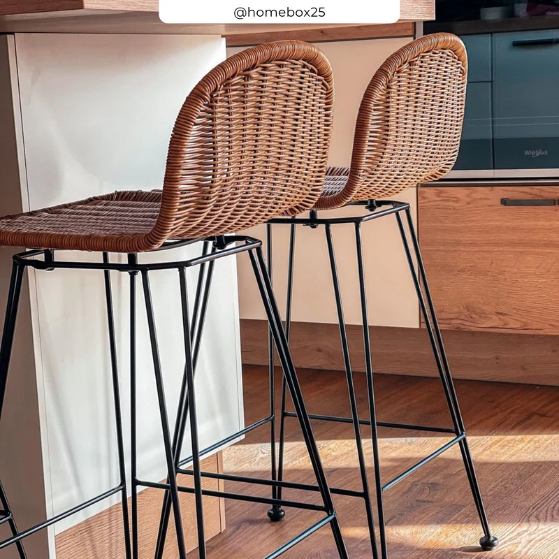 Chaise de bar mi-hauteur Jigani naturelle 63 cm (lot de 2)