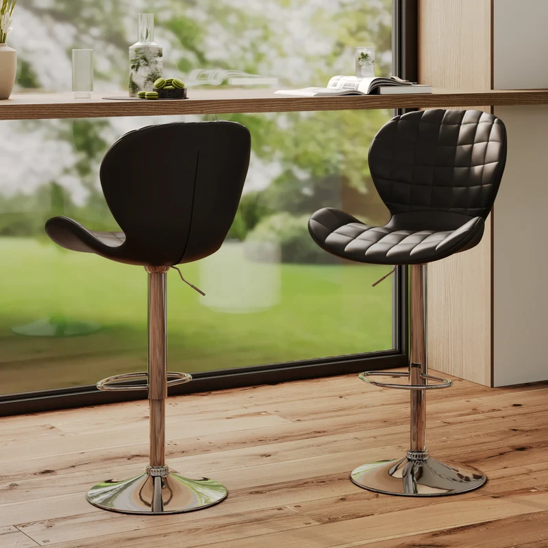 Chaise de bar noire Mazzia 53/74 cm (lot de 2)