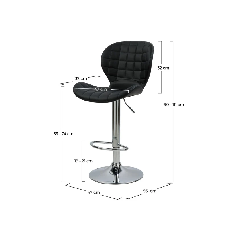 Chaise de bar noire Mazzia 53/74 cm (lot de 2)
