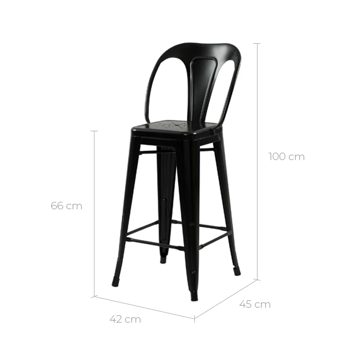 Chaise de bar mi-hauteur Indus noir mat 67 cm (lot de 2)