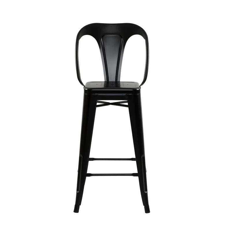 Chaise de bar mi-hauteur Indus noir mat 67 cm (lot de 2)