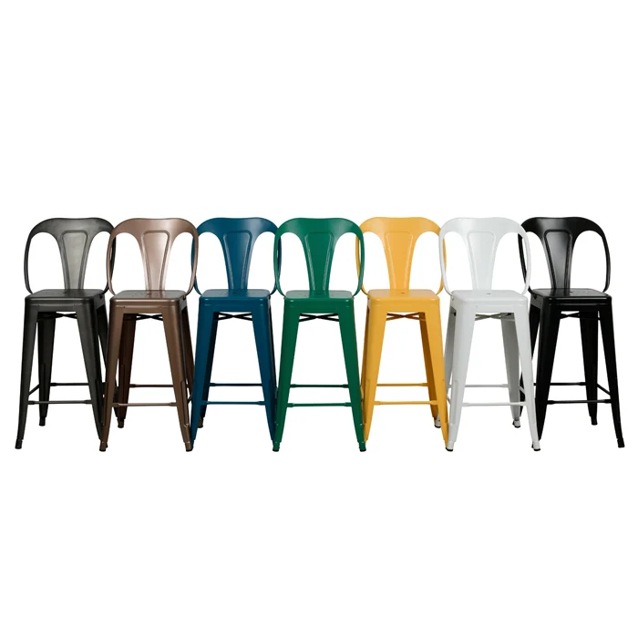 Chaise de bar mi-hauteur Indus noir mat 67 cm (lot de 2)