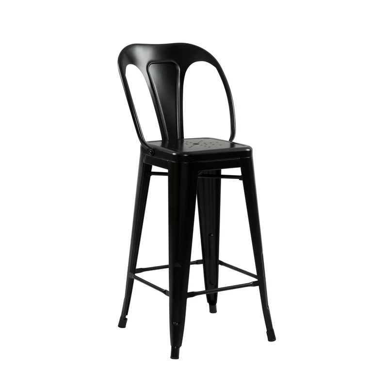 Chaise de bar mi-hauteur Indus noir mat 67 cm (lot de 2)