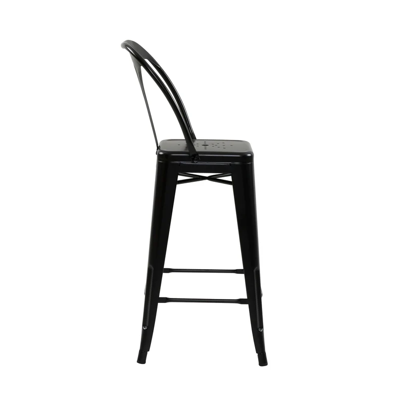 Chaise de bar mi-hauteur Indus noir mat 67 cm (lot de 2)
