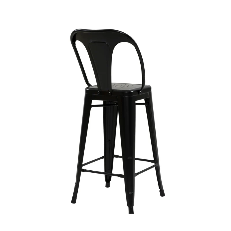 Chaise de bar mi-hauteur Indus noir mat 67 cm (lot de 2)