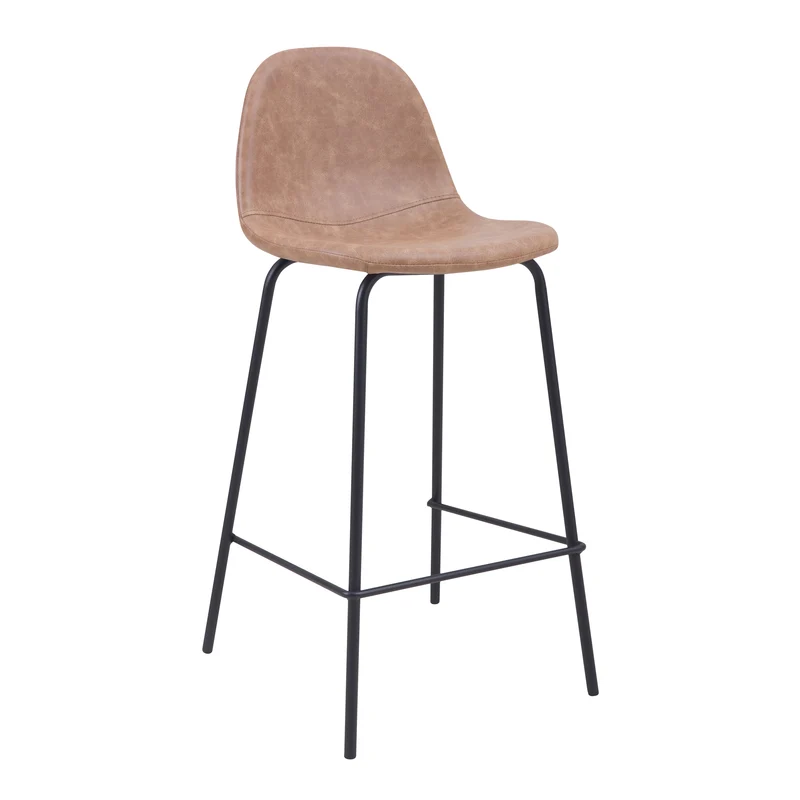 Chaise pour îlot central Henrik en cuir synthétique taupe 65 cm (lot de 2)