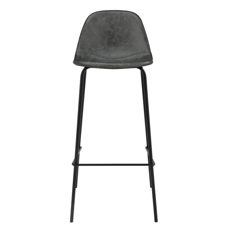 Chaise de bar Henrik en cuir synthétique grise/noire 75 cm (lot de 2)