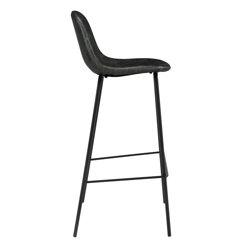 Chaise de bar Henrik en cuir synthétique grise/noire 75 cm (lot de 2)