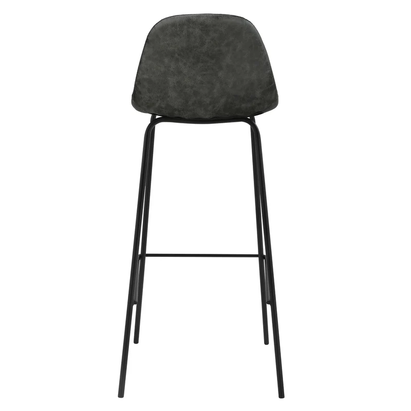 Chaise de bar Henrik en cuir synthétique grise/noire 75 cm (lot de 2)