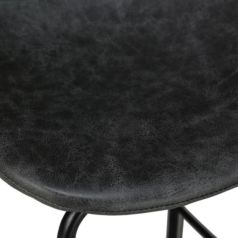Chaise de bar Henrik en cuir synthétique grise/noire 75 cm (lot de 2)