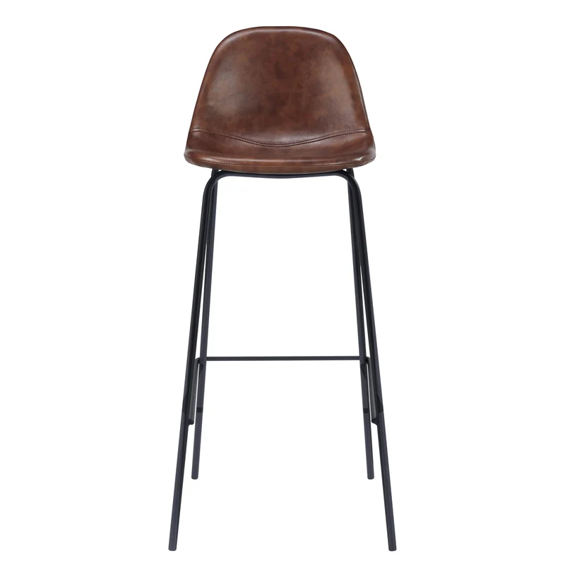 Chaise de bar Henrik en cuir synthétique marron 75 cm (lot de 2)