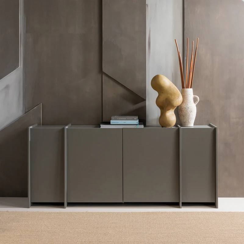 Brock dressoir 200 cm essen fineer warmgrijs
