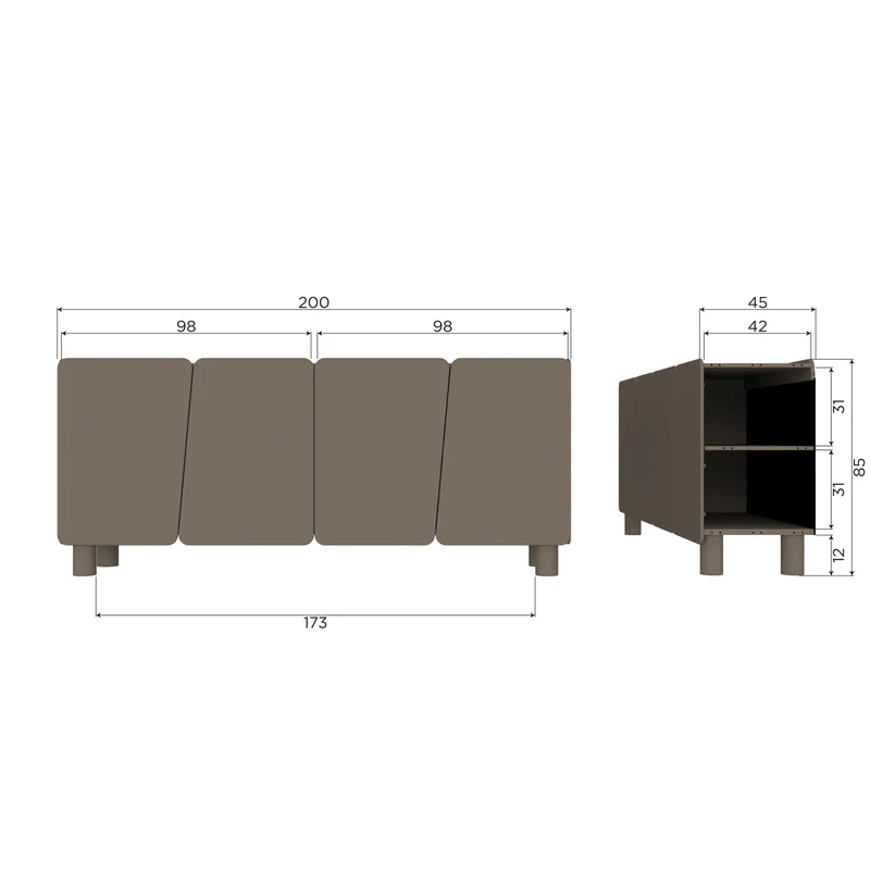 Root dressoir 200 cm grenen truffel bruin