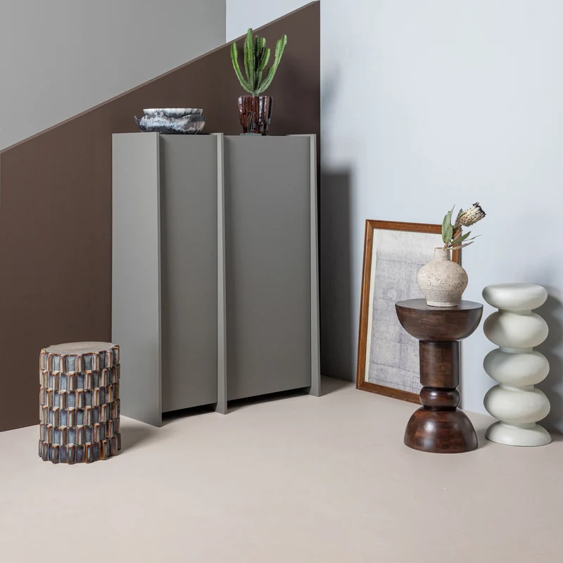 Axu decoratieve bijzettafel ø35x45 cm keramiek grijsblauw