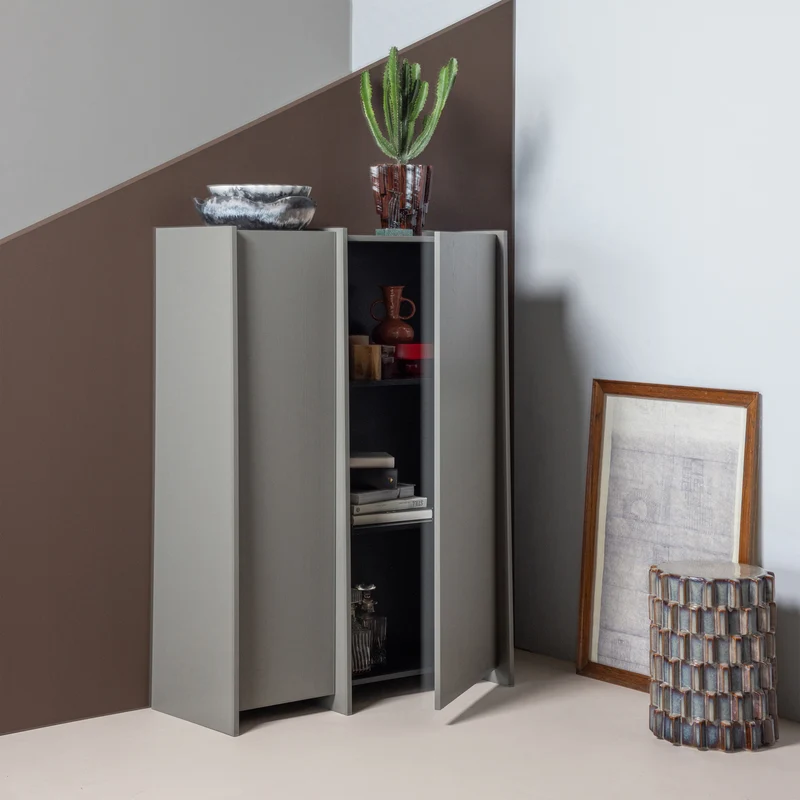 Brock 2-deurs kast essen fineer warmgrijs