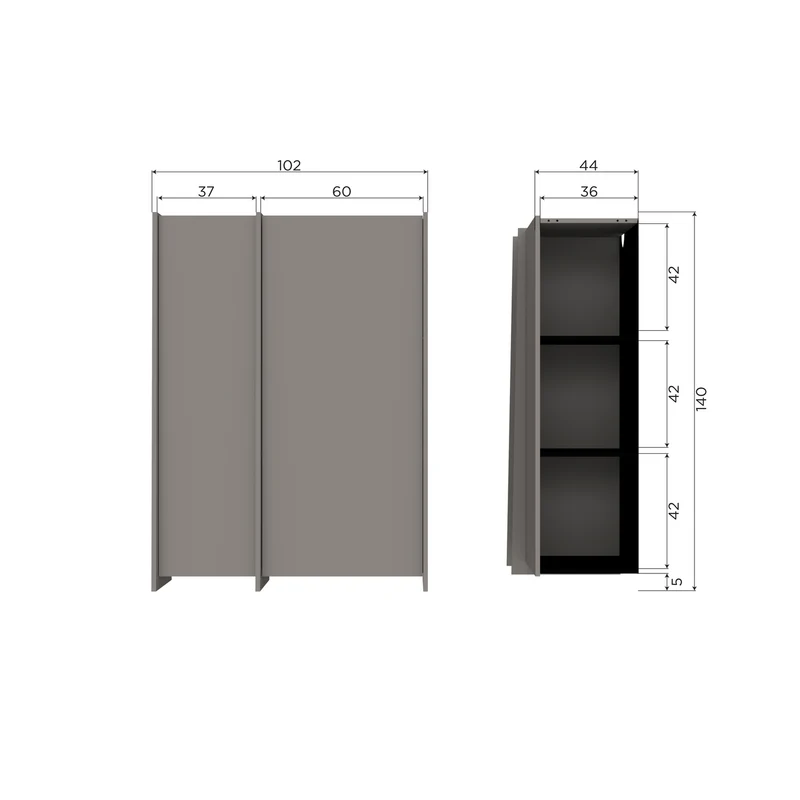 Brock 2-deurs kast essen fineer warmgrijs
