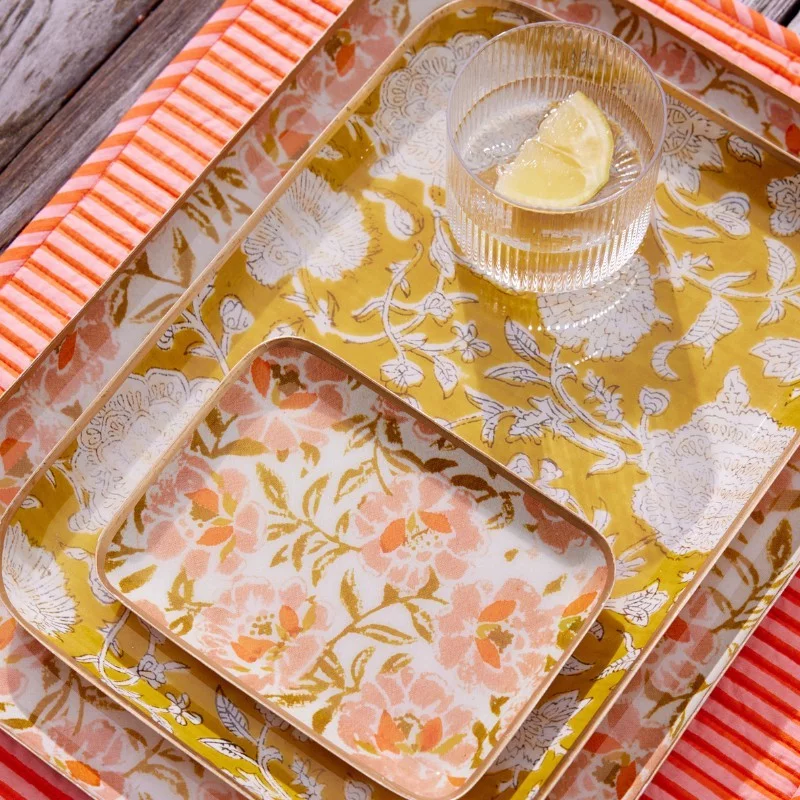 Plateau fleurs blanc et rose S