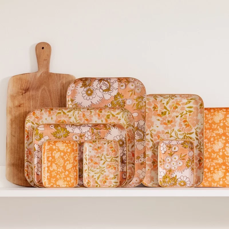 Plateau fleurs blanc et rose S
