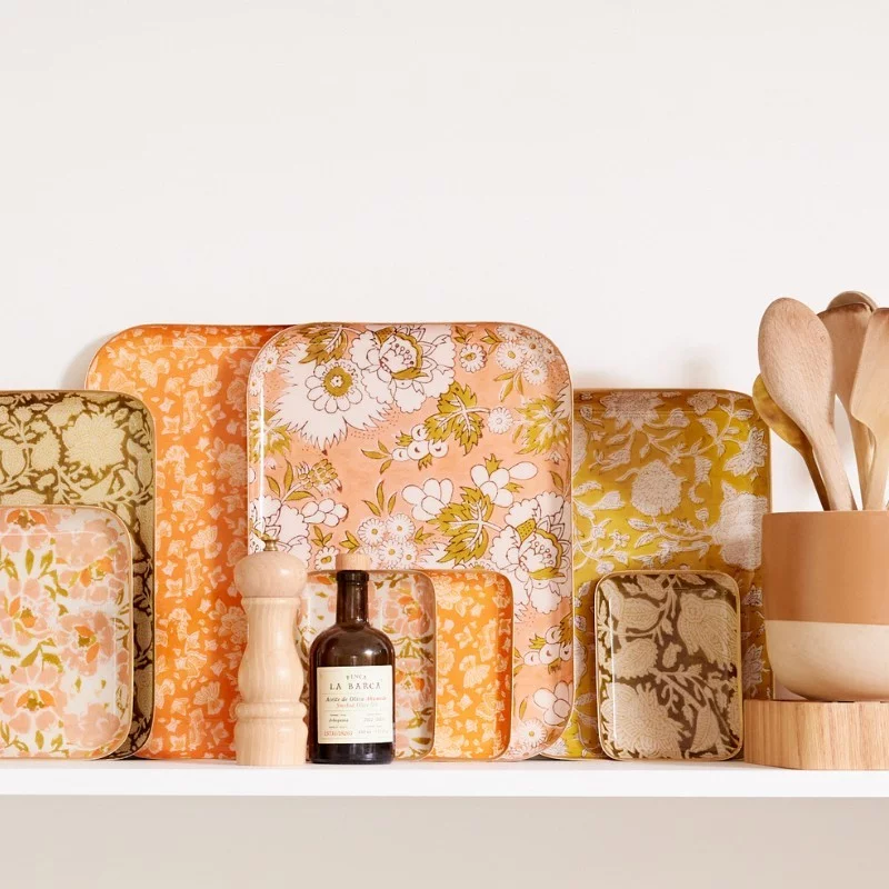 Plateau fleurs blanc et rose S