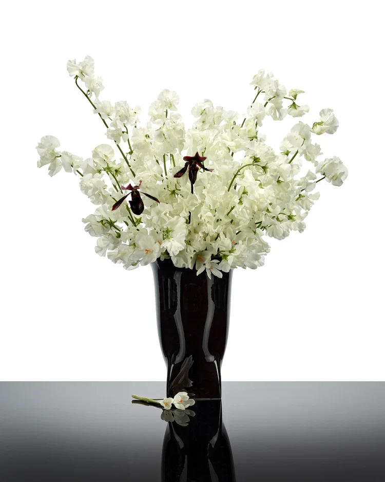 Vase avec tube en verre 02 noir Josephine