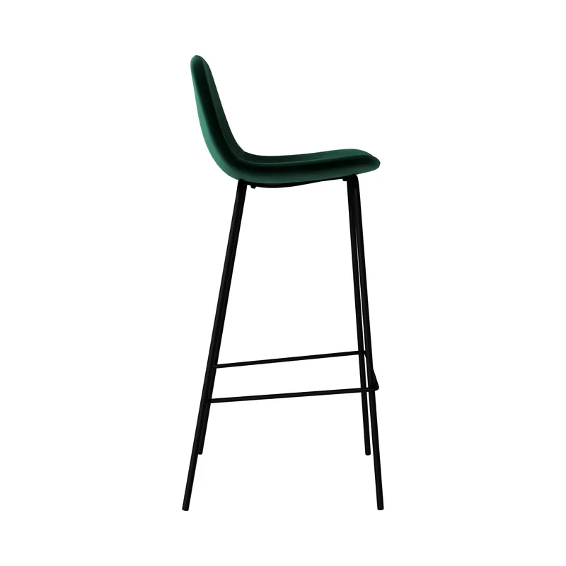 Chaise de bar Henrik en velours vert foncé 75 cm (lot de 2)