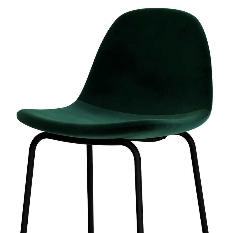 Chaise de bar Henrik en velours vert foncé 75 cm (lot de 2)