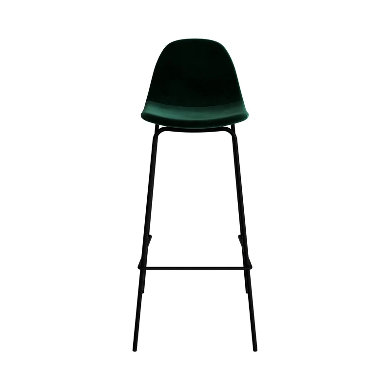 Chaise de bar Henrik en velours vert foncé 75 cm (lot de 2)