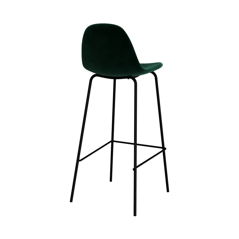 Chaise de bar Henrik en velours vert foncé 75 cm (lot de 2)