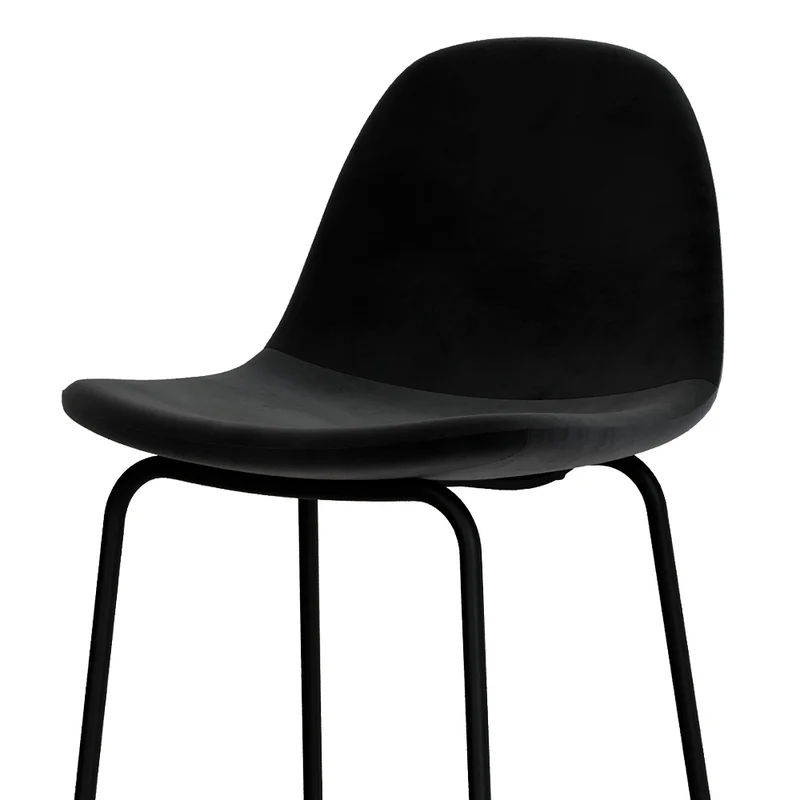 Chaise de bar Henrik en velours noir 75 cm (lot de 2)