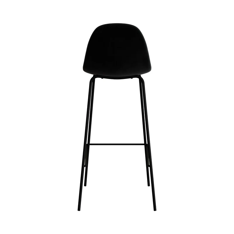 Chaise de bar Henrik en velours noir 75 cm (lot de 2)