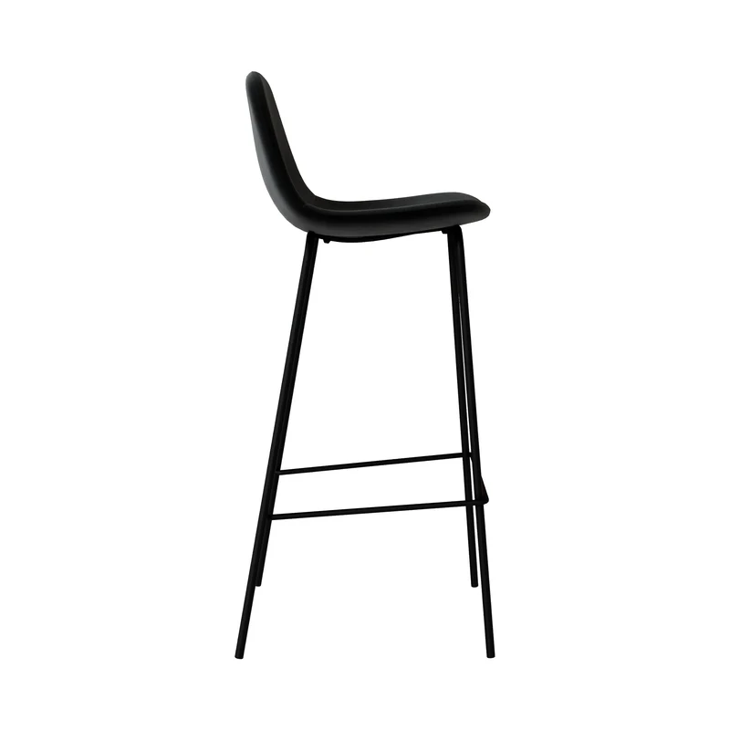 Chaise de bar Henrik en velours noir 75 cm (lot de 2)