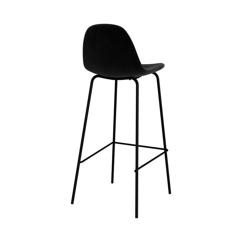 Chaise de bar Henrik en velours noir 75 cm (lot de 2)