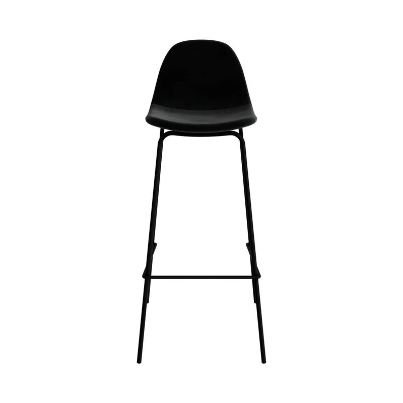 Chaise de bar Henrik en velours noir 75 cm (lot de 2)