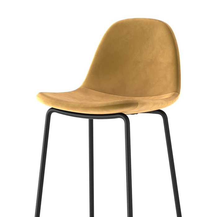 Chaise de bar Henrik en velours jaune 75 cm (lot de 2)