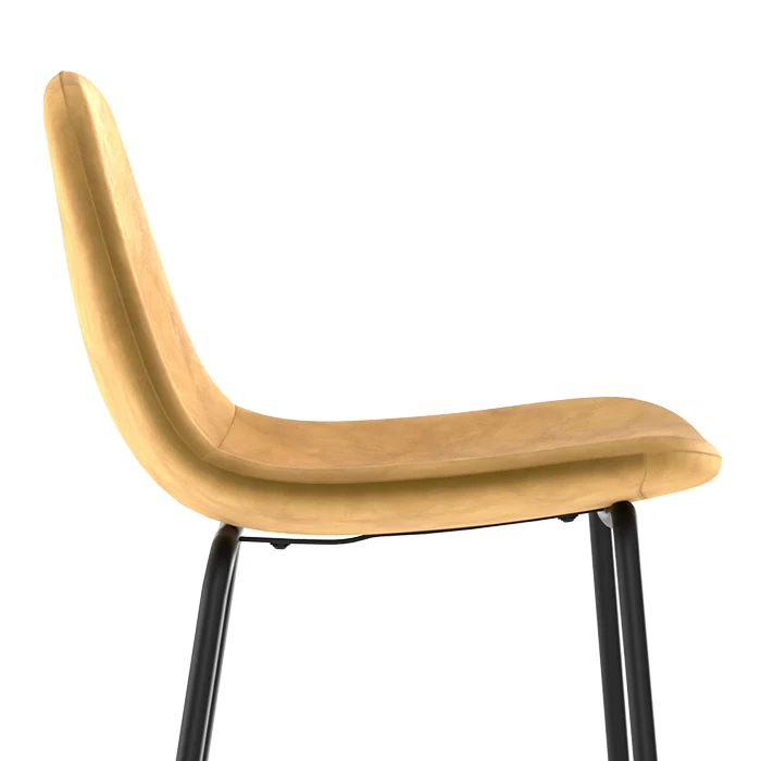 Chaise de bar Henrik en velours jaune 75 cm (lot de 2)
