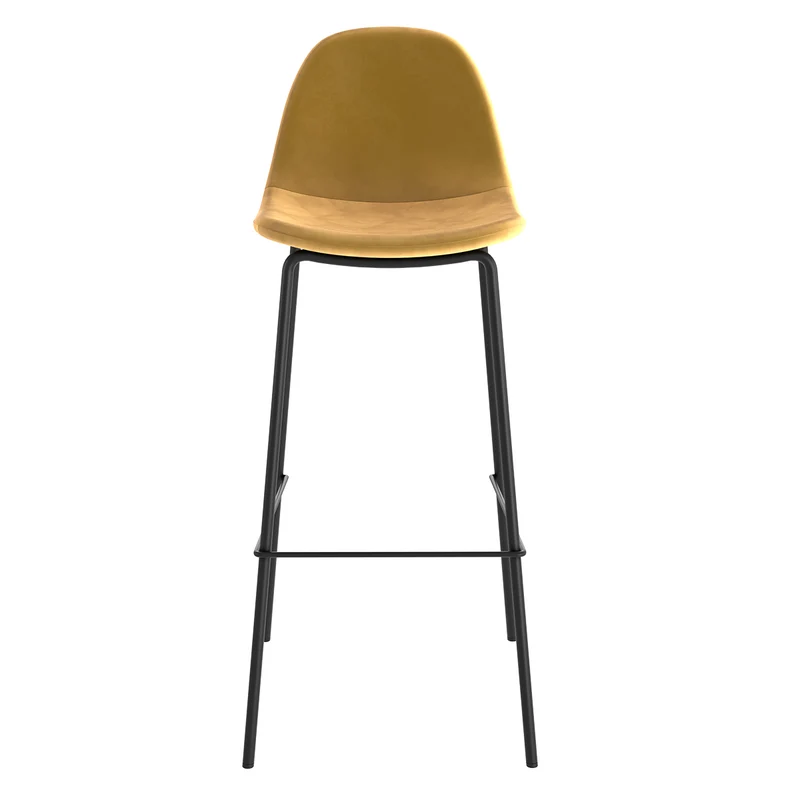 Chaise de bar Henrik en velours jaune 75 cm (lot de 2)